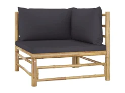 vidaXL 2-tlg Garten-Lounge-Set mit Dunkelgrauen Kissen Bambus Modell 1