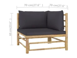 vidaXL 2-tlg Garten-Lounge-Set mit Dunkelgrauen Kissen Bambus Modell 1