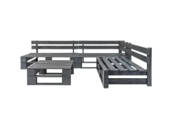 Sofas^vidaXL 4-tlg Garten-Sofagarnitur aus Paletten Holz Grau Modell 1
