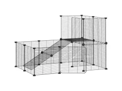 Kleintierbedarf^vidaXL 20-Tlg Haustierkäfig mit Tür Schwarz 35x35 cm Stahl Modell 2