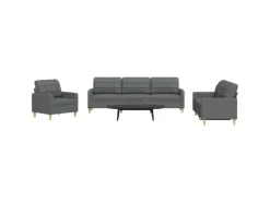 Sofas^vidaXL 3-Tlg Sofagarnitur Dunkelgrau Stoff 2149639