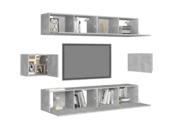 Wohnwände|TV-Wände^vidaXL 6-tlg. TV-Schrank-Set Betongrau Holzwerkstoff Modell 10