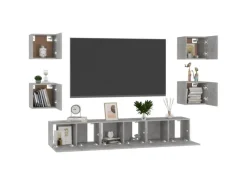 vidaXL 7-tlg. TV-Schrank-Set Betongrau Holzwerkstoff 4
