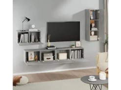 Wohnwände|TV-Wände^vidaXL 4-tlg. TV-Schrank-Set Betongrau Holzwerkstoff Modell 32