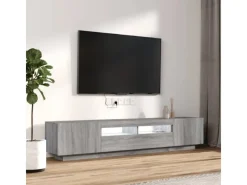 vidaXL 2-tlg. TV-Schrank-Set LED-Leuchten Grau Sonoma Holzwerkstoff 2