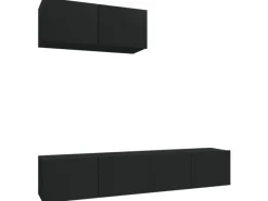 vidaXL 3-tlg. TV-Schrank-Set Schwarz Holzwerkstoff 2