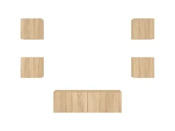 vidaXL 5-tlg. TV-Wohnwand mit LED-Leuchten Sonoma-Eiche