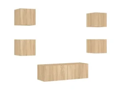 vidaXL 5-tlg. TV-Wohnwand mit LED-Leuchten Sonoma-Eiche