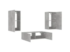 vidaXL 3-tlg. TV-Wohnwand mit LED-Leuchten Betongrau Modell 1