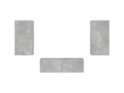 vidaXL 3-tlg. TV-Wohnwand mit LED-Leuchten Betongrau Modell 1