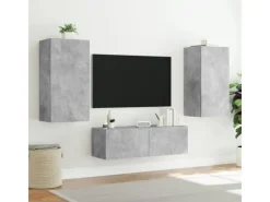 vidaXL 3-tlg. TV-Wohnwand mit LED-Leuchten Betongrau Modell 1
