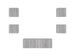 Wohnwände^vidaXL 5-tlg. TV-Wohnwand mit LED-Leuchten Grau Sonoma