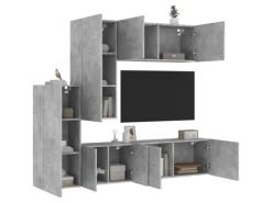Wohnwände^vidaXL 5-tlg. Wohnwand Betongrau Holzwerkstoff Modell 8
