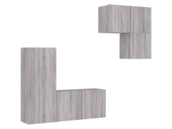 Wohnwände^vidaXL 4-Tlg Wohnwand Grau Sonoma Holzwerkstoff 3216433