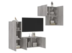 Wohnwände^vidaXL 4-Tlg Wohnwand Grau Sonoma Holzwerkstoff 3216433