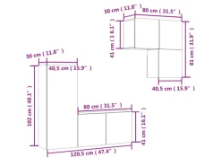 Wohnwände^vidaXL 4-Tlg Wohnwand Grau Sonoma Holzwerkstoff 3216433