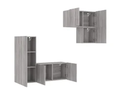 Wohnwände^vidaXL 4-Tlg Wohnwand Grau Sonoma Holzwerkstoff 3216433