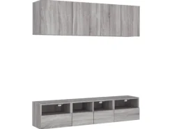 Wohnwände^vidaXL 5-Tlg Wohnwand Grau Sonoma Holzwerkstoff 3216516