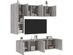 Wohnwände^vidaXL 5-Tlg Wohnwand Grau Sonoma Holzwerkstoff 3216469