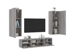Wohnwände^vidaXL 5-Tlg Wohnwand Grau Sonoma Holzwerkstoff 3216544