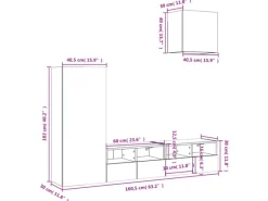 Wohnwände^vidaXL 4-Tlg Wohnwand Grau Sonoma Holzwerkstoff 3216505