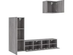 Wohnwände^vidaXL 4-Tlg Wohnwand Grau Sonoma Holzwerkstoff 3216505
