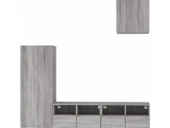 Wohnwände^vidaXL 4-Tlg Wohnwand Grau Sonoma Holzwerkstoff 3216505