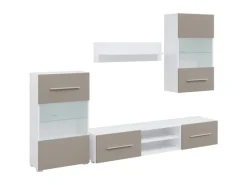 Wohnwände^vidaXL 5-Tlg Wohnwand mit LED-Beleuchtung Holzwerkstoff 3324233