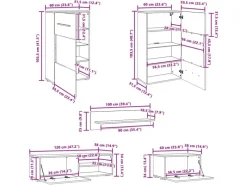 Wohnwände^vidaXL 5-Tlg Wohnwand mit LED-Beleuchtung Holzwerkstoff 3324233