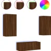 vidaXL 4-tlg. Wohnwand mit LED-Beleuchtung Braun Eiche Holzwerkstoff Modell 8