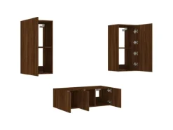 vidaXL 4-tlg. Wohnwand mit LED-Beleuchtung Braun Eiche Holzwerkstoff Modell 8