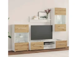 vidaXL 5-Tlg Wohnwand mit LED-Beleuchtung Artisan-Eiche Holzwerkstoff 3324234