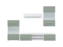 vidaXL 5-Tlg Wohnwand mit LED-Beleuchtung Holzwerkstoff 3324232