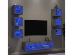 vidaXL 8-Tlg Wohnwand mit LED-Beleuchtung Holzwerkstoff 3216636