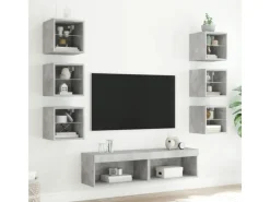 vidaXL 8-Tlg Wohnwand mit LED-Beleuchtung Holzwerkstoff 3216636