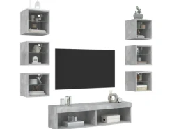 vidaXL 8-Tlg Wohnwand mit LED-Beleuchtung Holzwerkstoff 3216636