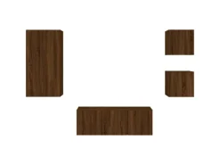 vidaXL 5-tlg. Wohnwand mit LED-Beleuchtung Braun Eichen-Optik Modell 8