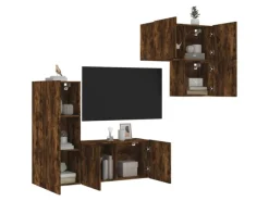 Wohnwände^vidaXL 4-Tlg Wohnwand Räuchereiche Holzwerkstoff 3216432