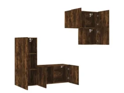 Wohnwände^vidaXL 4-Tlg Wohnwand Räuchereiche Holzwerkstoff 3216432