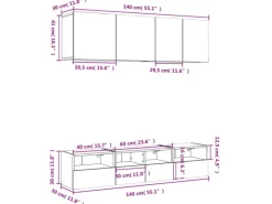 vidaXL 5-Tlg Wohnwand Räuchereiche Holzwerkstoff 3216515