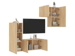 Wohnwände^vidaXL 4-tlg. Wohnwand Sonoma-Eiche Holzwerkstoff Modell 1