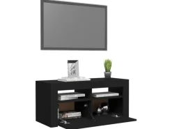 Wohnwände|TV-Wände^vidaXL TV-Schrank mit LED-Beleuchtung Schwarz 90x35x40 cm
