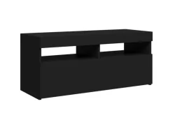 Wohnwände|TV-Wände^vidaXL TV-Schrank mit LED-Leuchten Schwarz 90x35x40 cm