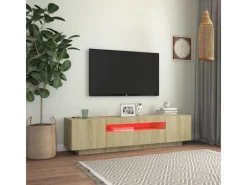 Wohnwände|TV-Wände^vidaXL TV-Schrank mit LED-Leuchten Sonoma-Eiche 160x35x40 cm