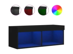 vidaXL TV-Schrank mit LED-Leuchten Schwarz 80x30x30 cm
