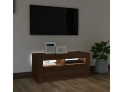 vidaXL TV-Schrank mit LED-Leuchten Braun Eichen-Optik 90x35x40 cm Modell 2