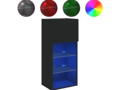 Schränke|TV-Wände^vidaXL TV-Schrank mit LED-Leuchten Schwarz 40,5x30x90 cm