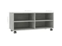 vidaXL TV-Schrank mit Rollen Betongrau 90x35x35 cm Holzwerkstoff