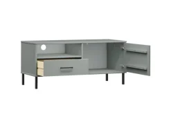 TV-Wände^vidaXL TV-Schrank OSLO mit Metallbeinen Grau Massivholz Kiefür Modell 3