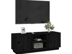 Wohnwände|TV-Wände^vidaXL TV-Schrank Schwarz 110x35x40,5 cm Massivholz Kiefür Modell 1